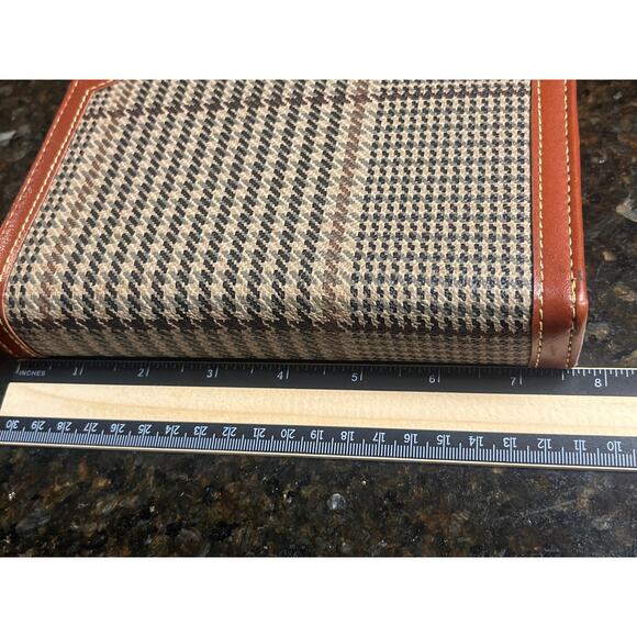 Vintage Leather Advantage Organizer Planner Calendar Address Cognac Houndstooth - Picture 3 of 11